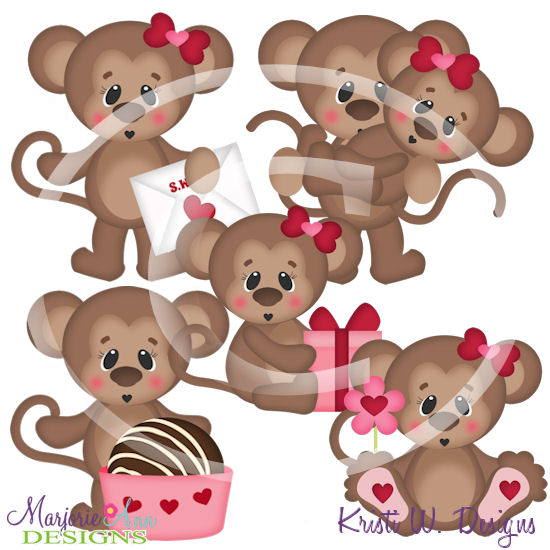 Monkey Love 2 SVG Cutting Files + Clipart - Click Image to Close